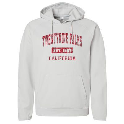 Twentynine Palms California Ca Vintage Performance Fleece Hoodie