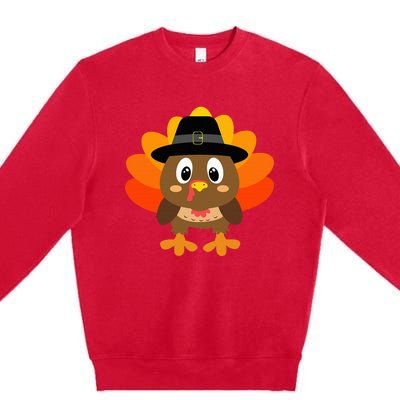 Turkey Pilgrim Costume Thanksgiving Premium Crewneck Sweatshirt