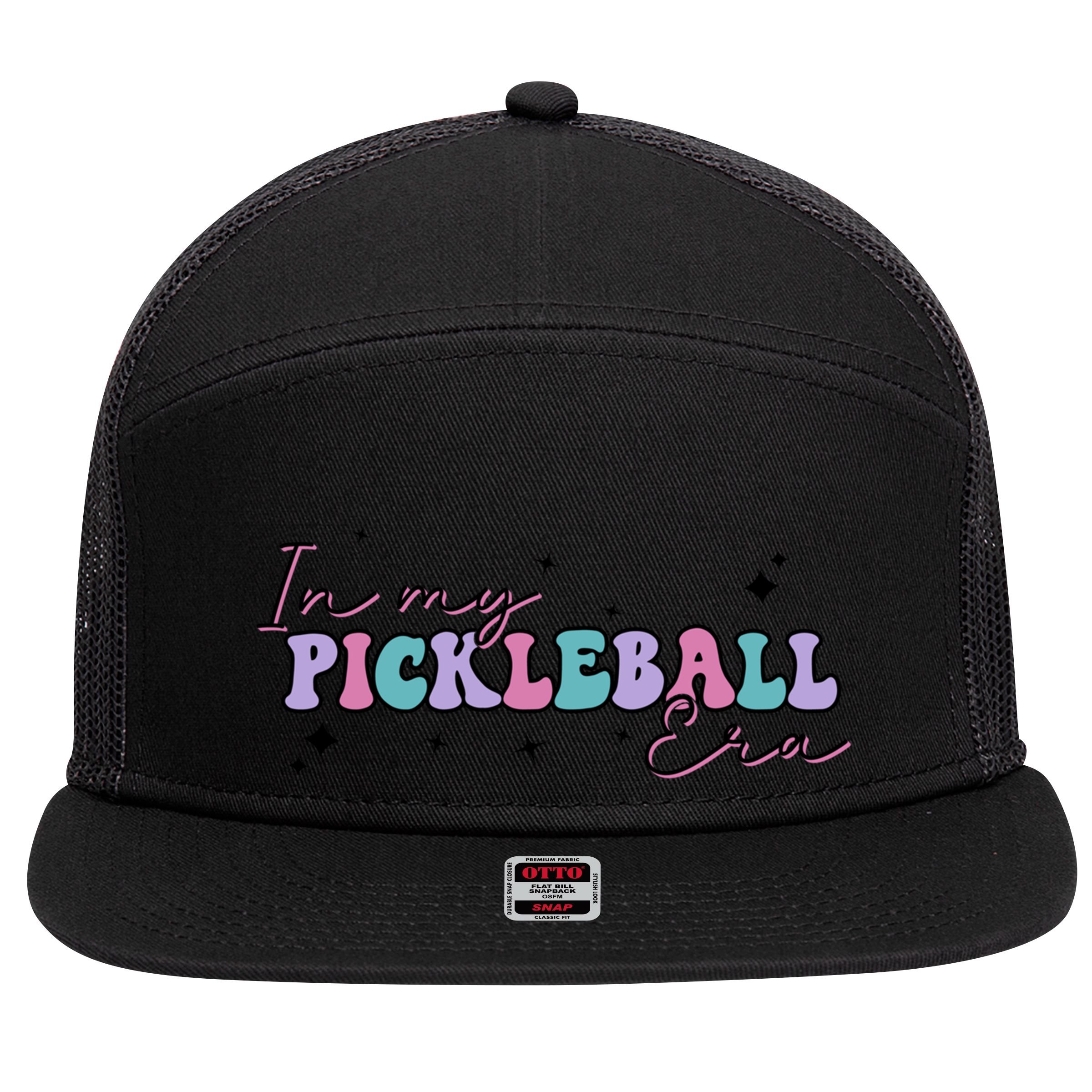 Trendy Pickleball Coach With Saying In My Pickleball Era Funny Gift 7 Panel Mesh Trucker Snapback Hat