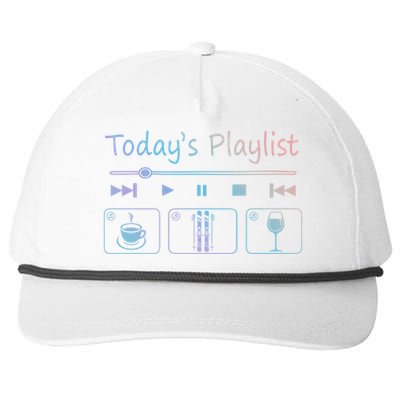 Today Playlist Coffe Wine And Snow Skiing Cool Gift Snapback Five-Panel Rope Hat