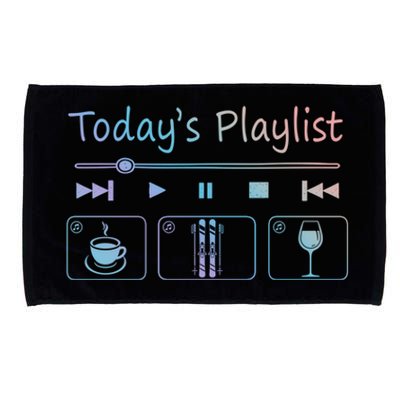 Today Playlist Coffe Wine And Snow Skiing Cool Gift Microfiber Hand Towel