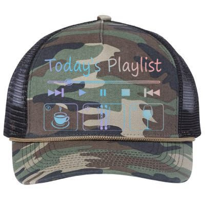 Today Playlist Coffe Wine And Snow Skiing Cool Gift Retro Rope Trucker Hat Cap