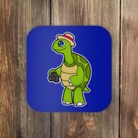 Turtle Photographer Camera Gift Coaster