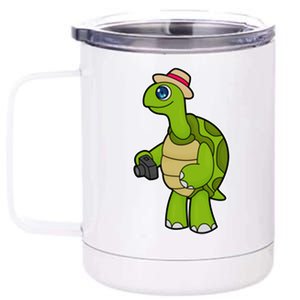 Turtle Photographer Camera Gift 12 oz Stainless Steel Tumbler Cup