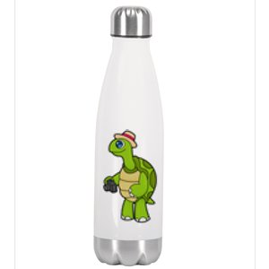 Turtle Photographer Camera Gift Stainless Steel Insulated Water Bottle