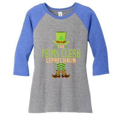 The Peims Clerk Leprechaun Funny Matching St Patricks Day Great Gift Women's Tri-Blend 3/4-Sleeve Raglan Shirt