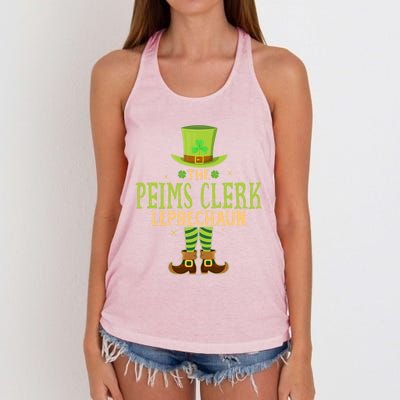 The Peims Clerk Leprechaun Funny Matching St Patricks Day Great Gift Women's Knotted Racerback Tank