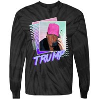 Trump Pink Cap Making Phone Call Tie-Dye Long Sleeve Shirt