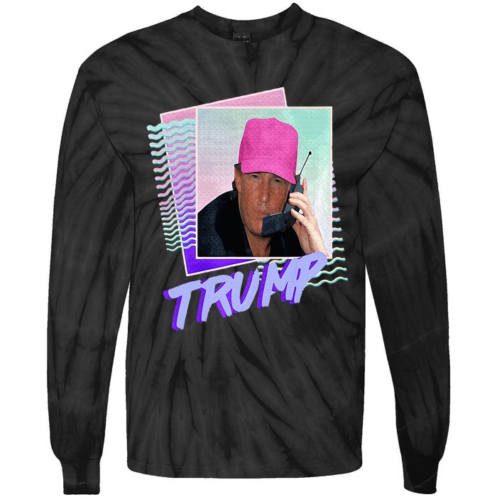 Trump Pink Cap Making Phone Call Tie-Dye Long Sleeve Shirt