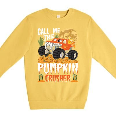 The Pumpkin Crusher Halloween Monster Truck Gift Premium Crewneck Sweatshirt