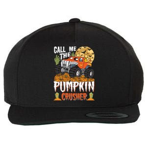 The Pumpkin Crusher Halloween Monster Truck Gift Wool Snapback Cap