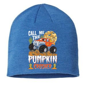 The Pumpkin Crusher Halloween Monster Truck Gift Sustainable Beanie