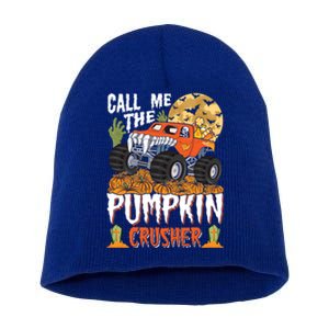 The Pumpkin Crusher Halloween Monster Truck Gift Short Acrylic Beanie