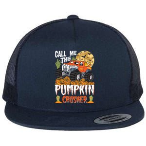 The Pumpkin Crusher Halloween Monster Truck Gift Flat Bill Trucker Hat