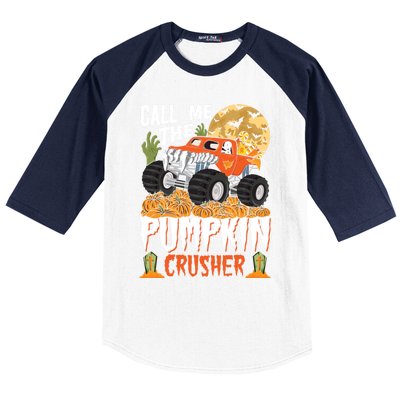 The Pumpkin Crusher Halloween Monster Truck Gift Baseball Sleeve Shirt