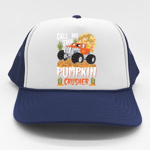 The Pumpkin Crusher Halloween Monster Truck Gift Trucker Hat