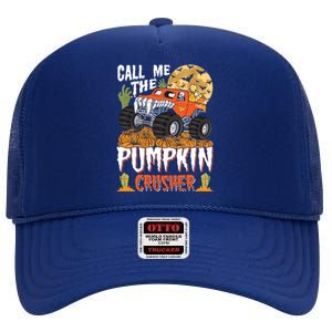 The Pumpkin Crusher Halloween Monster Truck Gift High Crown Mesh Back Trucker Hat