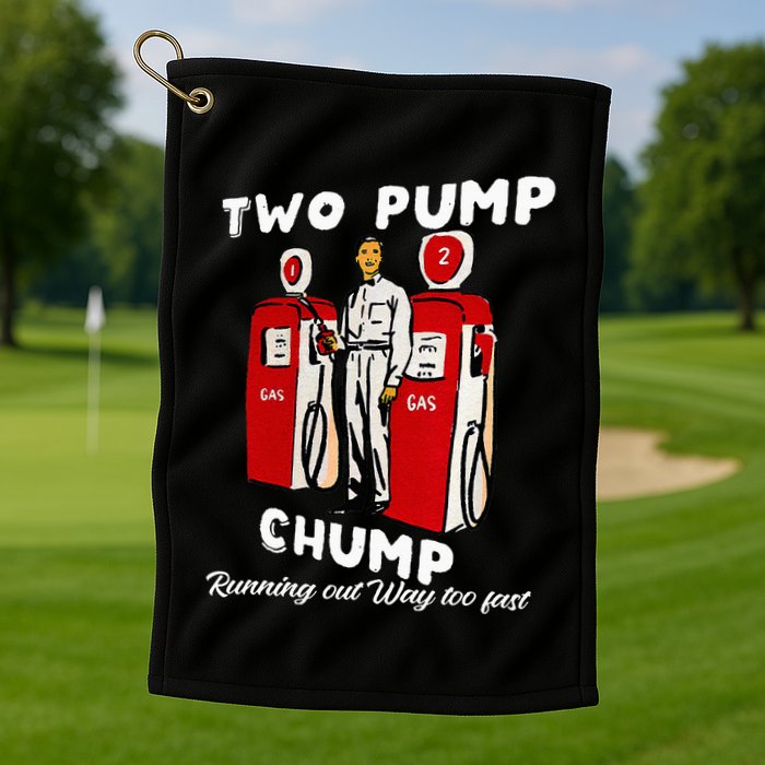 Two Pump Chump Running Out Way Too Fast Funny Quote Golf Towel