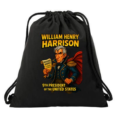 The Presidential Chronicles William Henry Harrison Drawstring Bag