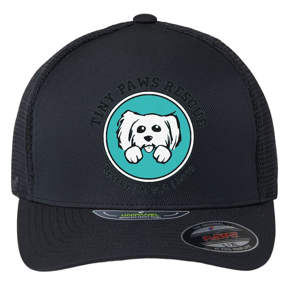 Tiny Paws Dog Logo Flexfit Unipanel Trucker Cap