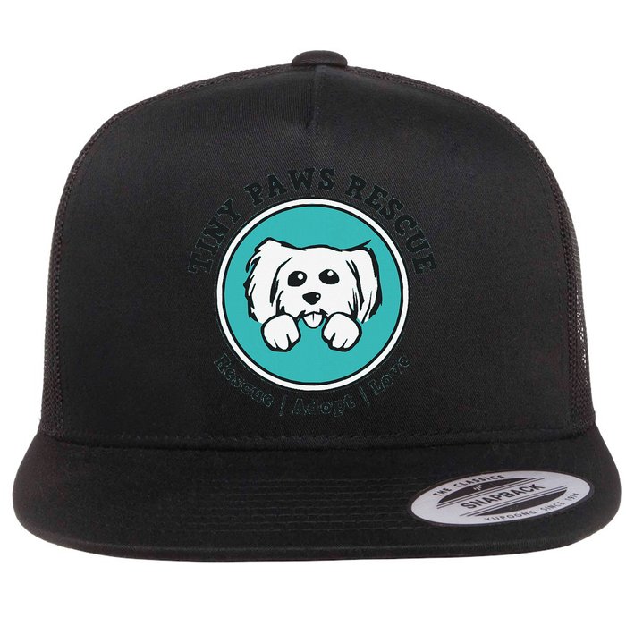 Tiny Paws Dog Logo Flat Bill Trucker Hat