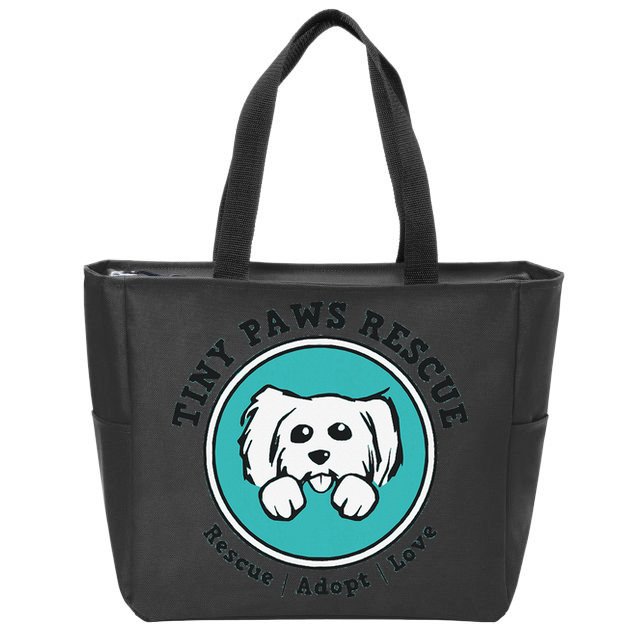 Tiny Paws Dog Logo Zip Tote Bag
