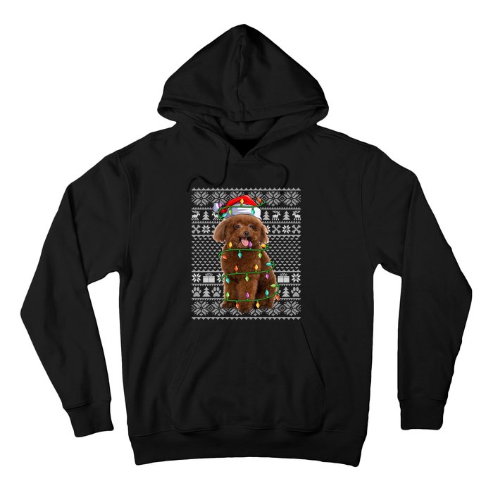 Toy Poodle Dog Lover Santa Hat Ugly Toy Poodle Christmas Long Sleeve Hoodie