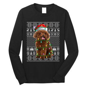 Toy Poodle Dog Lover Santa Hat Ugly Toy Poodle Christmas Long Sleeve Long Sleeve Shirt