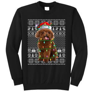 Toy Poodle Dog Lover Santa Hat Ugly Toy Poodle Christmas Long Sleeve Sweatshirt