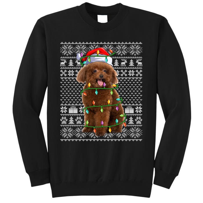 Toy Poodle Dog Lover Santa Hat Ugly Toy Poodle Christmas Long Sleeve Sweatshirt