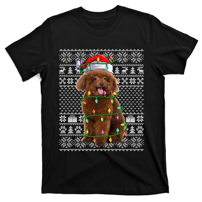 Toy Poodle Dog Lover Santa Hat Ugly Toy Poodle Christmas Long Sleeve T-Shirt