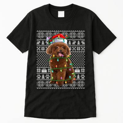 Toy Poodle Dog Lover Santa Hat Ugly Toy Poodle Christmas Long Sleeve Tall T-Shirt