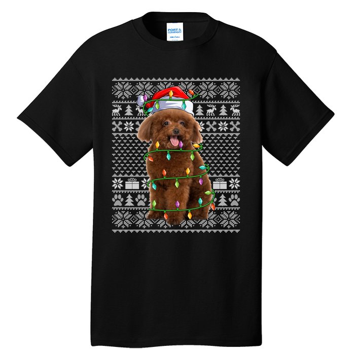 Toy Poodle Dog Lover Santa Hat Ugly Toy Poodle Christmas Long Sleeve Tall T-Shirt