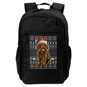 Toy Poodle Dog Lover Santa Hat Ugly Toy Poodle Christmas Long Sleeve Daily Commute Backpack