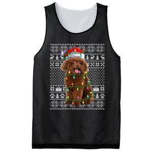 Toy Poodle Dog Lover Santa Hat Ugly Toy Poodle Christmas Long Sleeve Mesh Reversible Basketball Jersey Tank