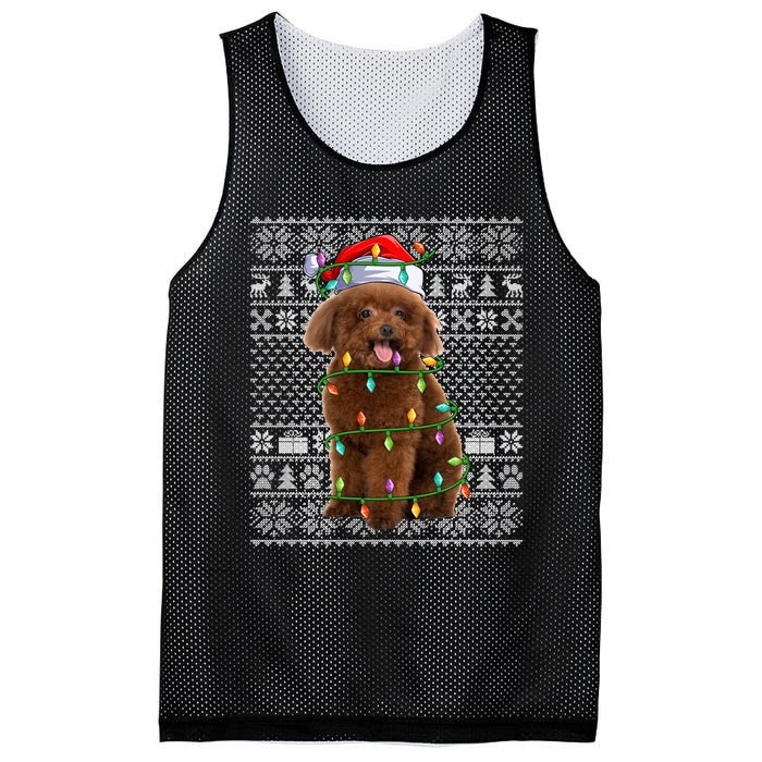 Toy Poodle Dog Lover Santa Hat Ugly Toy Poodle Christmas Long Sleeve Mesh Reversible Basketball Jersey Tank