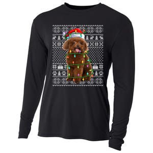 Toy Poodle Dog Lover Santa Hat Ugly Toy Poodle Christmas Long Sleeve Cooling Performance Long Sleeve Crew