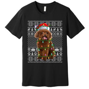 Toy Poodle Dog Lover Santa Hat Ugly Toy Poodle Christmas Long Sleeve Premium T-Shirt