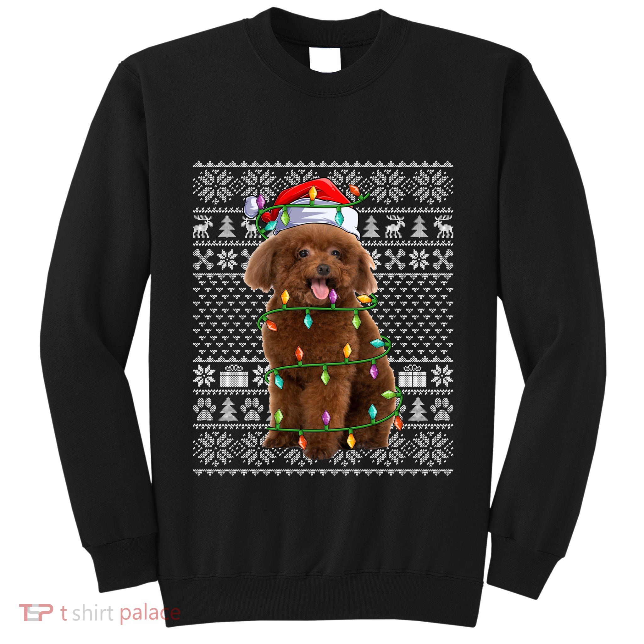 Toy Poodle Dog Lover Santa Hat Ugly Toy Poodle Christmas Long Sleeve Tall Sweatshirt