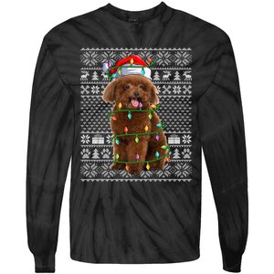 Toy Poodle Dog Lover Santa Hat Ugly Toy Poodle Christmas Long Sleeve Tie-Dye Long Sleeve Shirt