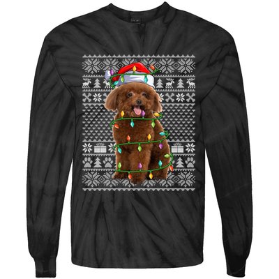 Toy Poodle Dog Lover Santa Hat Ugly Toy Poodle Christmas Long Sleeve Tie-Dye Long Sleeve Shirt