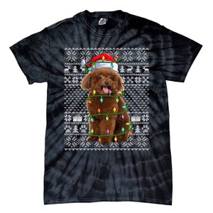 Toy Poodle Dog Lover Santa Hat Ugly Toy Poodle Christmas Long Sleeve Tie-Dye T-Shirt