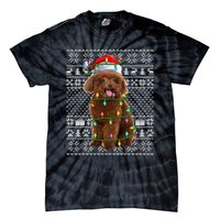 Toy Poodle Dog Lover Santa Hat Ugly Toy Poodle Christmas Long Sleeve Tie-Dye T-Shirt