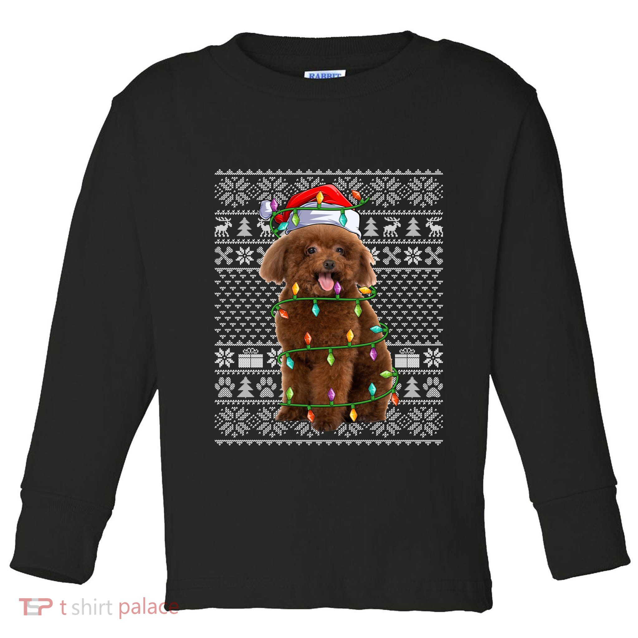 Toy Poodle Dog Lover Santa Hat Ugly Toy Poodle Christmas Long Sleeve Toddler Long Sleeve Shirt
