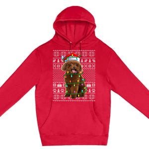 Toy Poodle Dog Lover Santa Hat Ugly Toy Poodle Christmas Long Sleeve Premium Pullover Hoodie