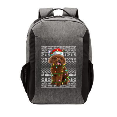 Toy Poodle Dog Lover Santa Hat Ugly Toy Poodle Christmas Long Sleeve Vector Backpack