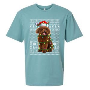 Toy Poodle Dog Lover Santa Hat Ugly Toy Poodle Christmas Long Sleeve Sueded Cloud Jersey T-Shirt