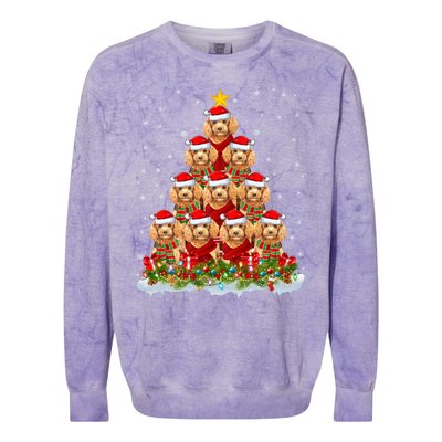 Toy Poodle Dog Lover Xmas Tree Santa Christmas Toy Poodle Gift Colorblast Crewneck Sweatshirt