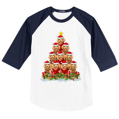 Toy Poodle Dog Lover Xmas Tree Santa Christmas Toy Poodle Gift Baseball Sleeve Shirt