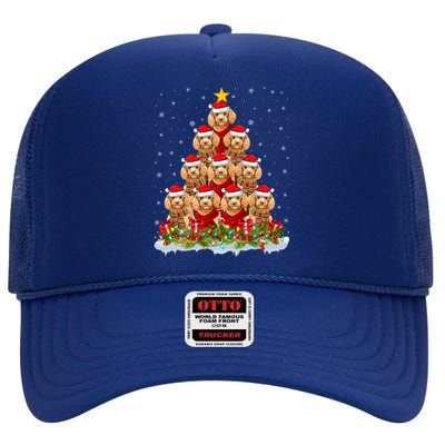 Toy Poodle Dog Lover Xmas Tree Santa Christmas Toy Poodle Gift High Crown Mesh Back Trucker Hat